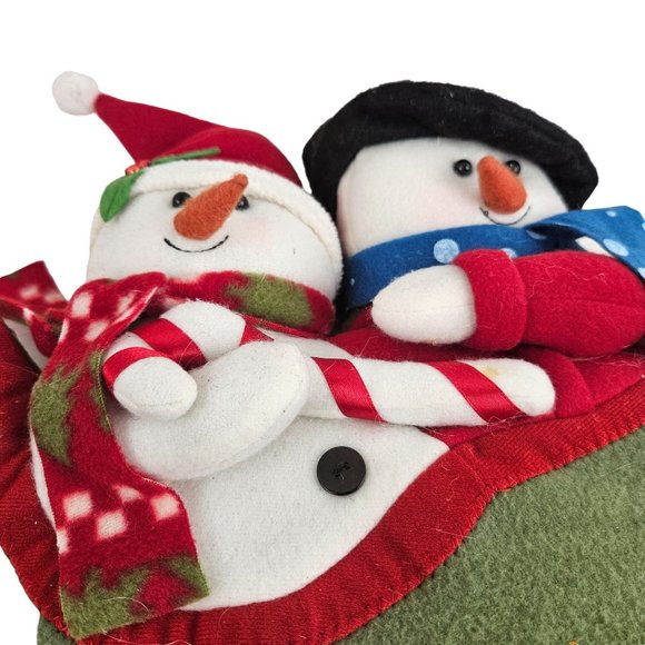 St Nicholas Square Plush Snowman Couple Sleigh Holly Candy Cane Christmas Decor - Picture 2 of 10